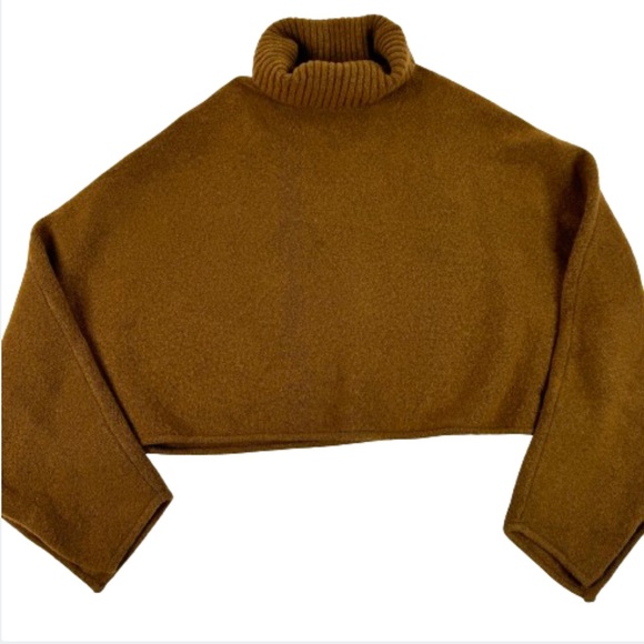 Zara Brown Wool Blend Cropped Sweater - Picture 3 of 9